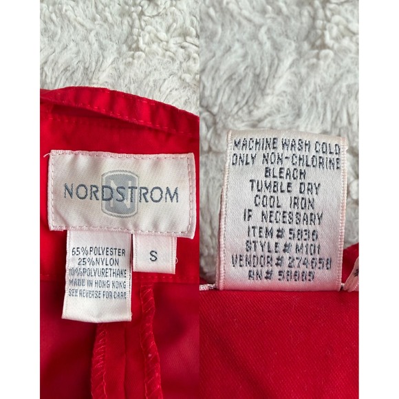 Nordstrom Vintage 90s Red Hooded Drawstring Waist Anorak Rain Jacket Hood S - Picture 4 of 17